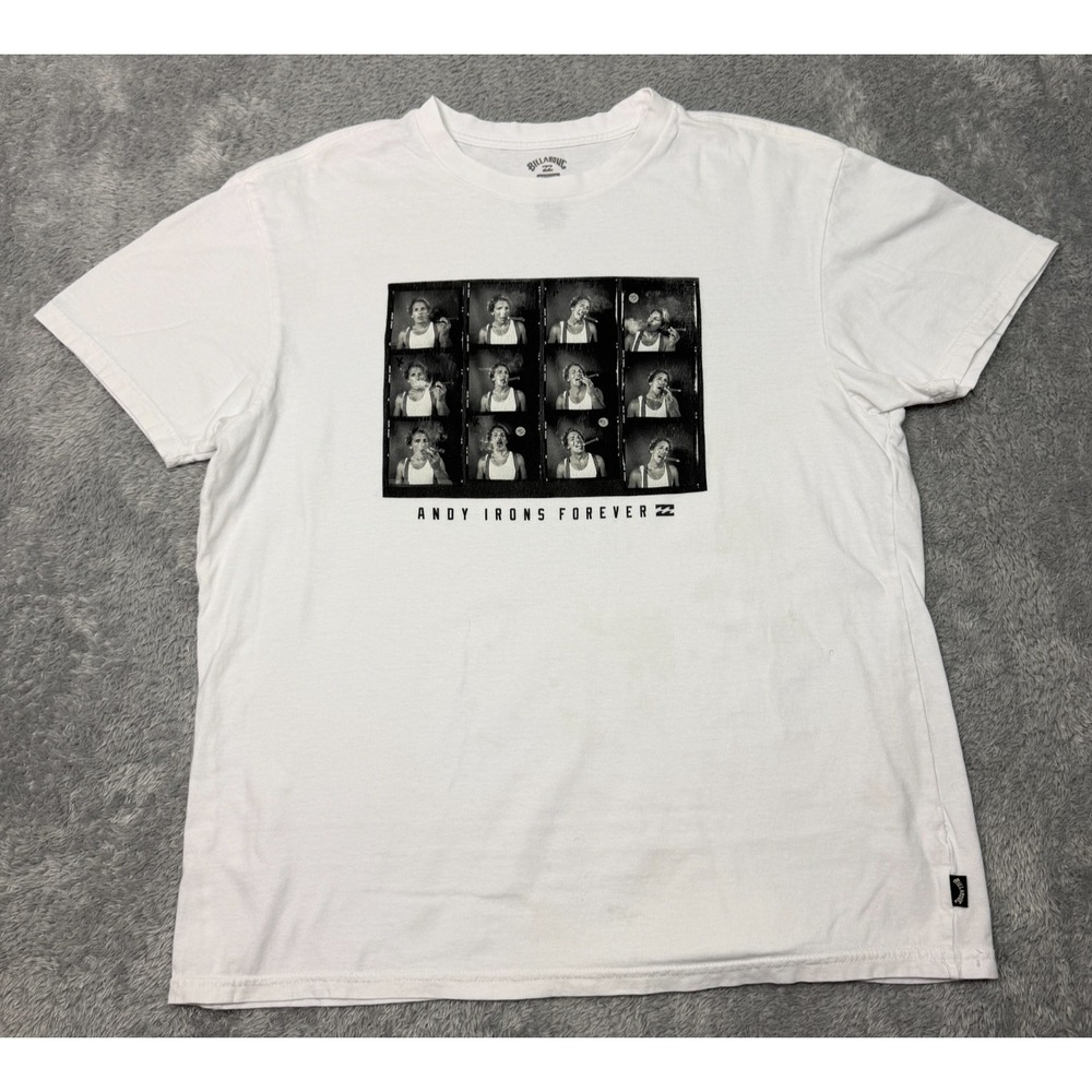 Billabong Andy Irons Forever T Shirt M White Photo Booth Surf Cotton Crew Neck